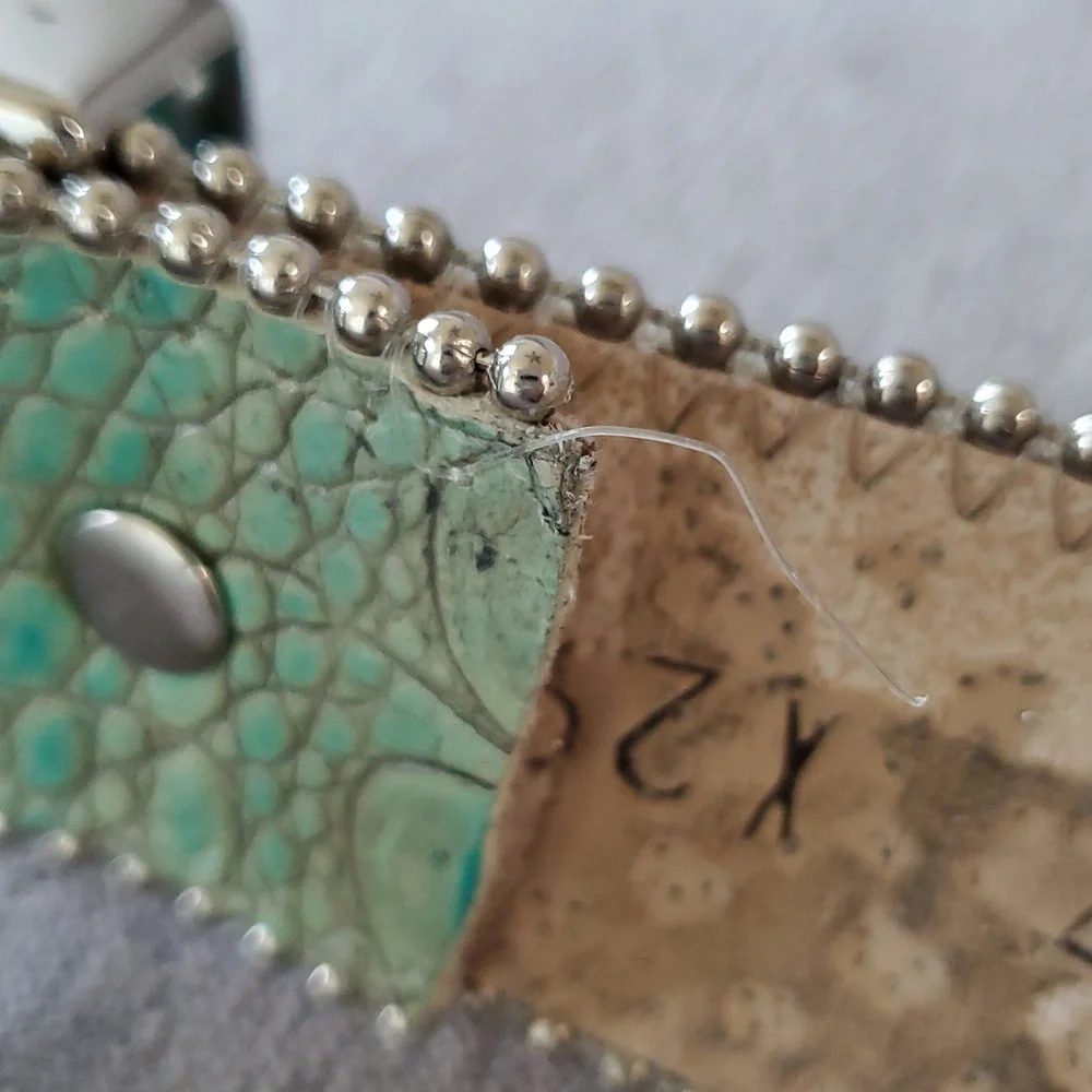 Exquisite b.b. simon Belt In Turquoise Italian Leather With Swarovski Crystals - Picture 11 of 11